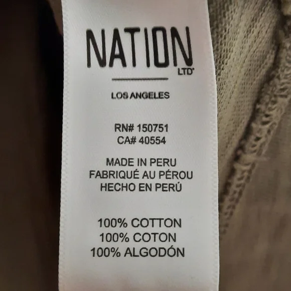 NATION LTD T-shirt Dress A-line Pockets Monochrome Med Khaki Olive Green XS 0 2 - Picture 6 of 8